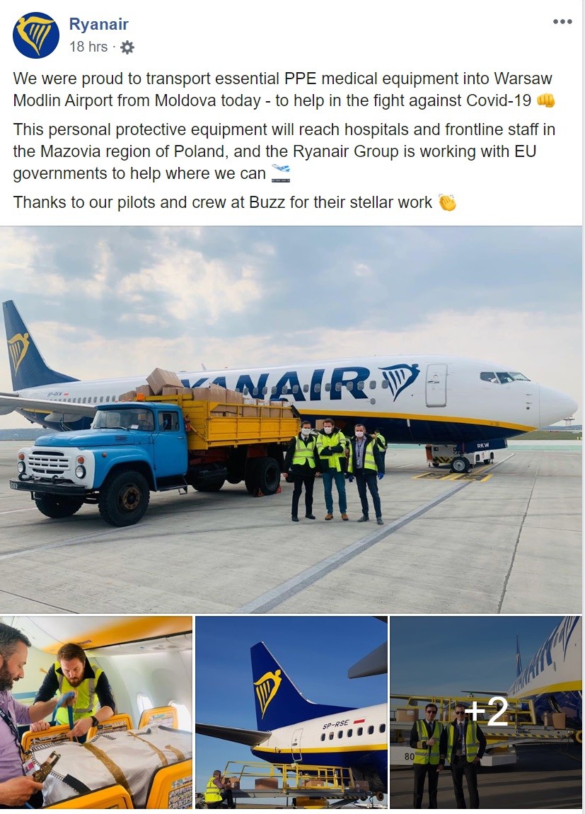 Prin intermediul Ryanair, Moldova a exportat în Polonia echipamentul medical „dispărut pe drum”?